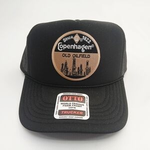 Solid Black Copenhagen Oilfied Mesh Back Snap Back Foam Trucker Hat